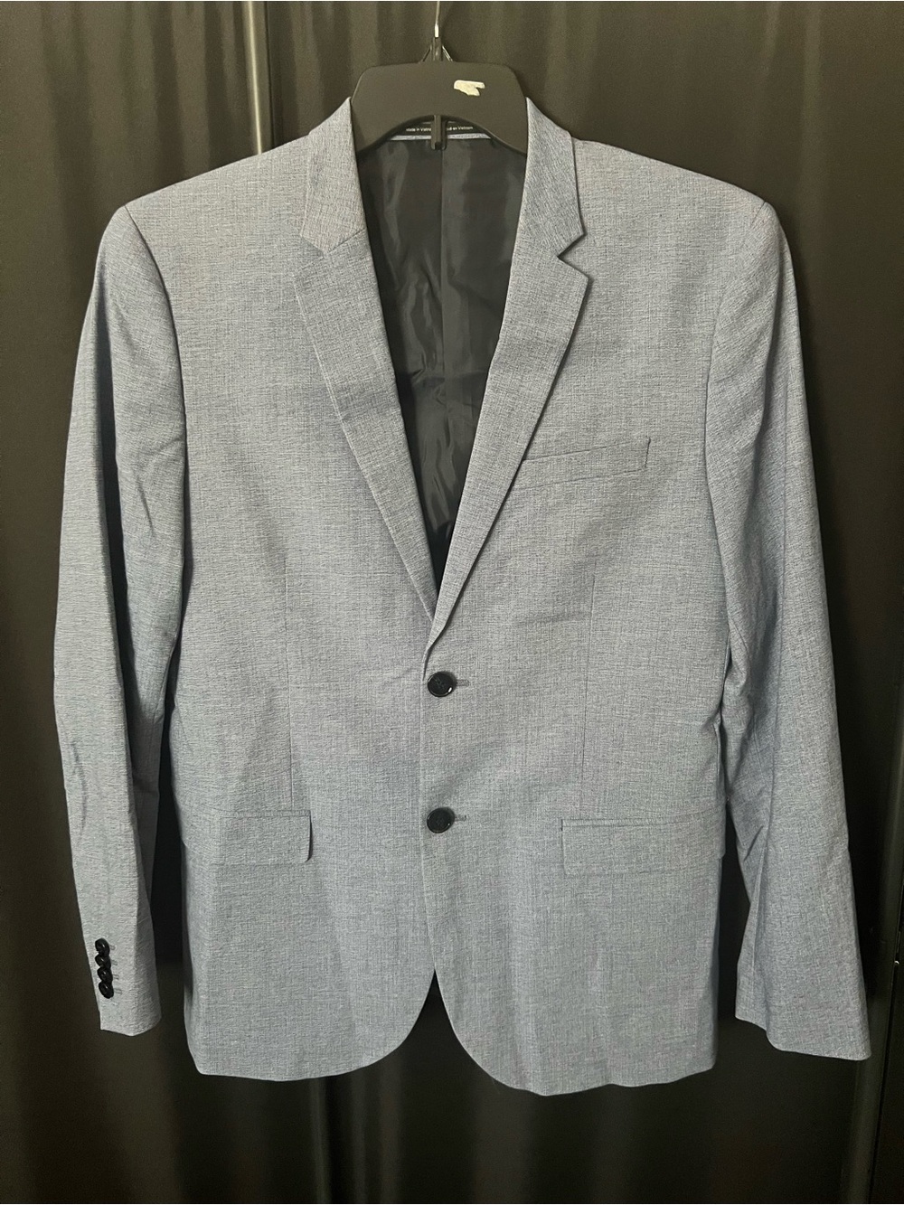 H&M Light Blue Textured Two-Button Sport Coat